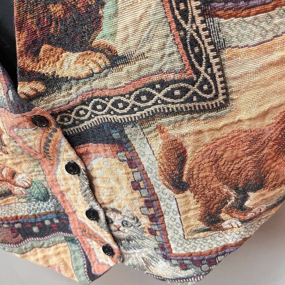 Vintage Saddle River Sportswear Cat Tapestry Vest - Size L - Picture 4 of 6